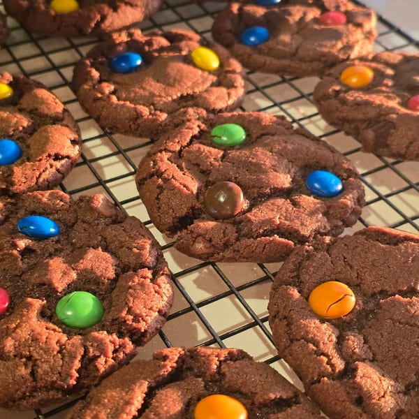 Homemade chocolate M&M cookies